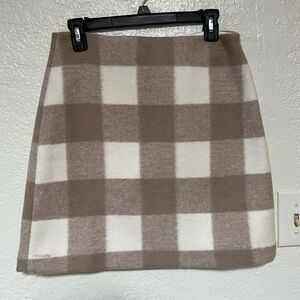 LOFT Checkered Mini Skirt in Tan and Cream